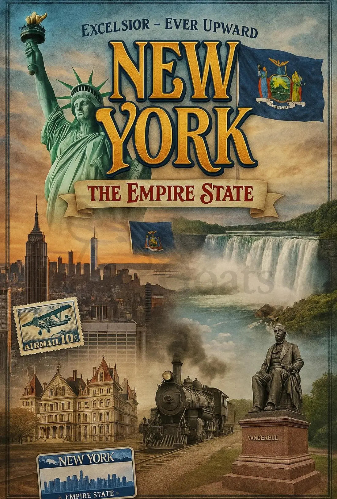 Vintage New York Nostalgia Cultural or Heritage Poster PosterGoat
