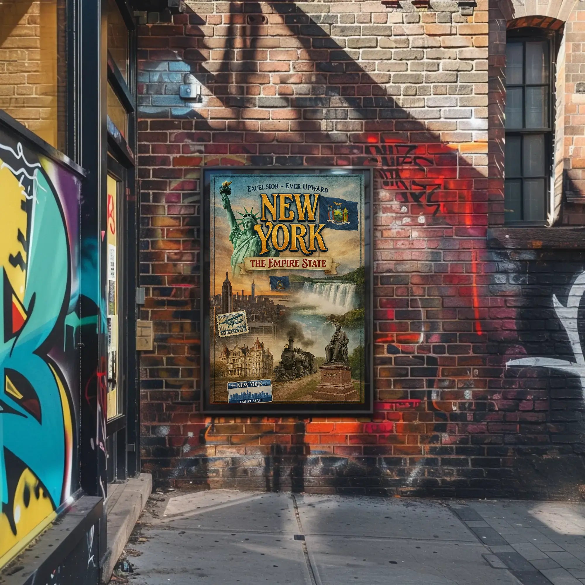 Vintage New York Nostalgia Cultural or Heritage Poster PosterGoat