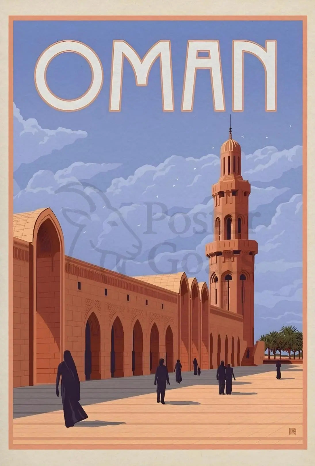 Vintage Oman Mosque Travel Poster PosterGoat