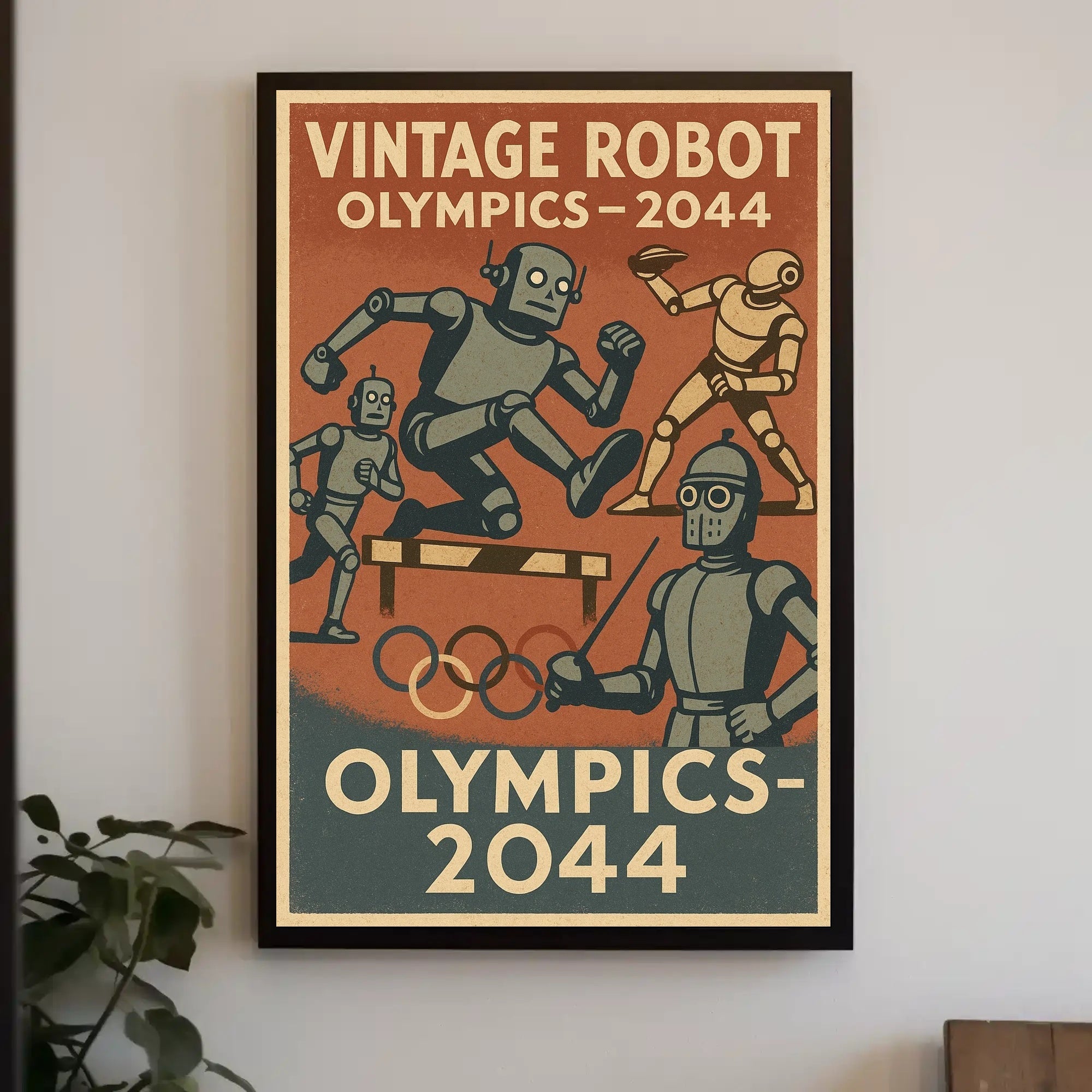 Vintage Robot Olympics Retro Sports Poster PosterGoat