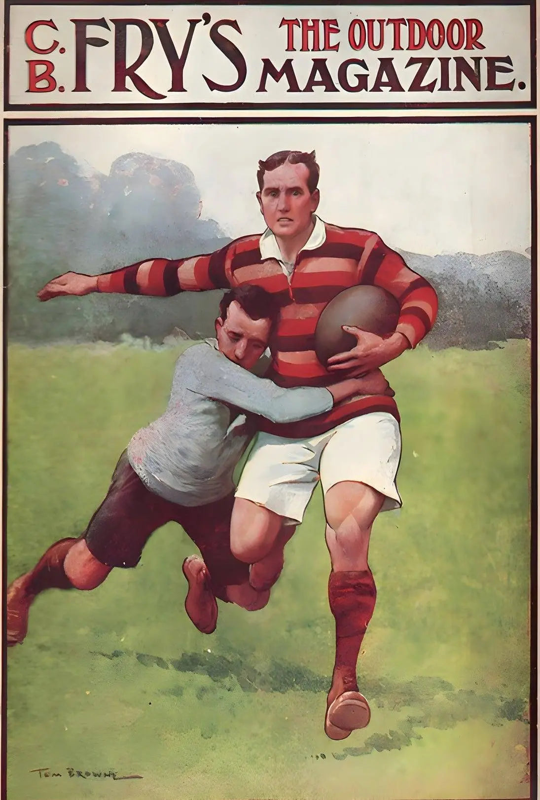 Vintage Rugby Action Scene Sports Poster PosterGoat