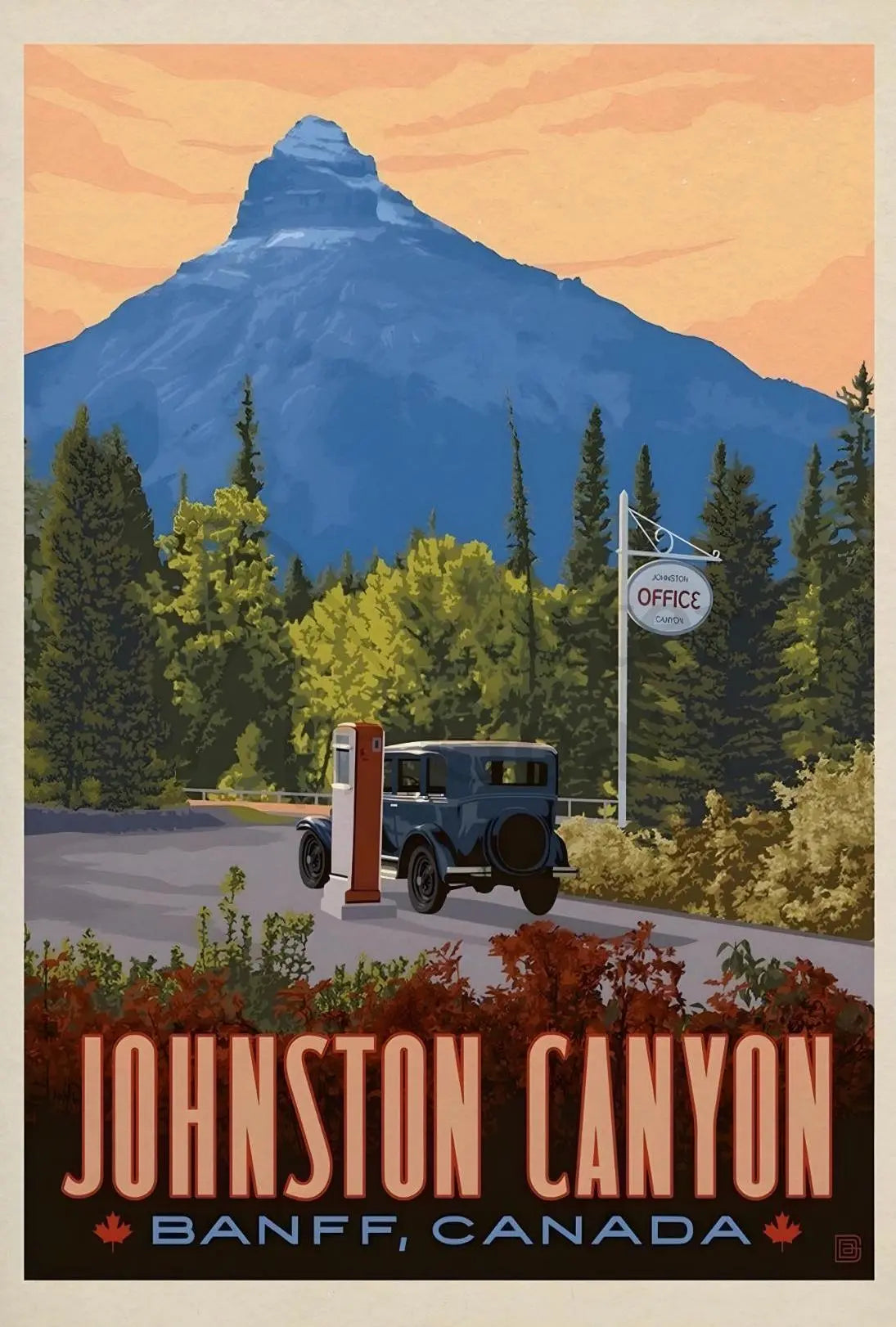 Vintage Scenic Johnston Canyon Travel Adventure Poster PosterGoat