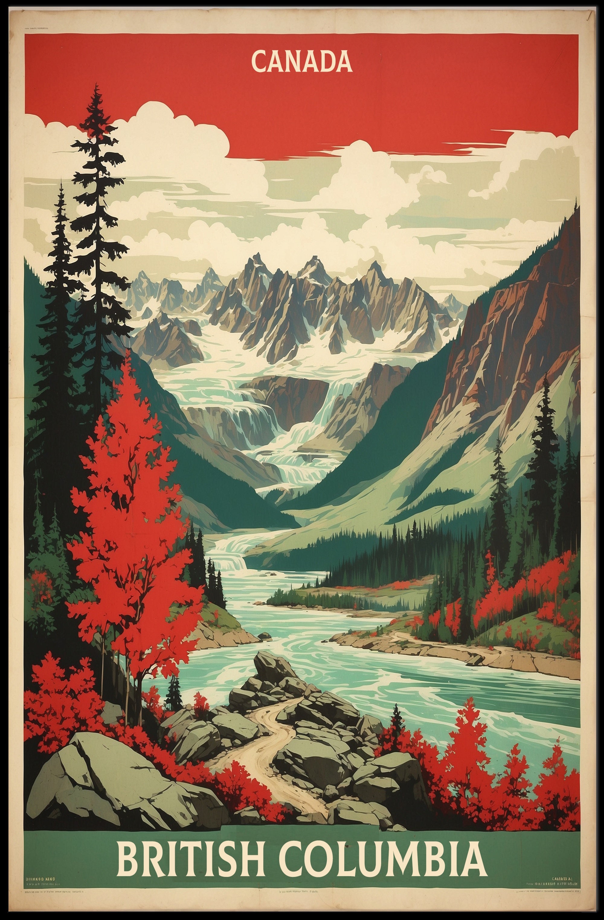 Vintage Scenic Travel Poster British Columbia Canada PosterGoat