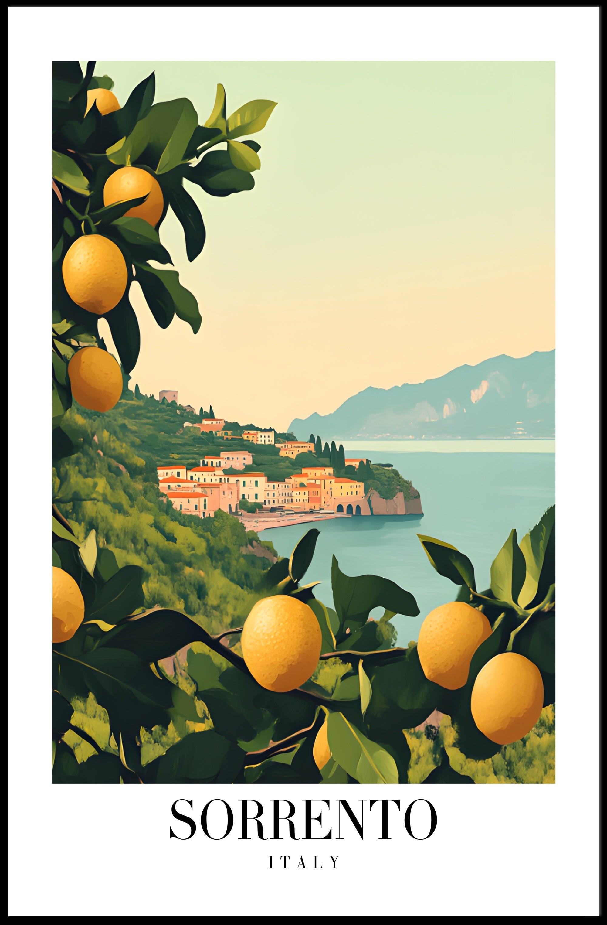 Vintage Sorrento Coastal Travel Poster PosterGoat