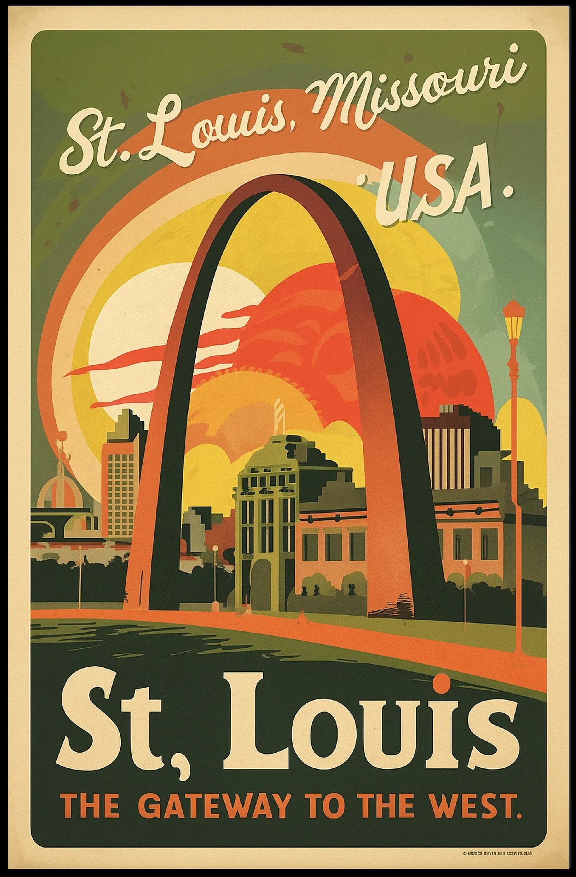 Vintage St. Louis Gateway Arch Travel Poster PosterGoat
