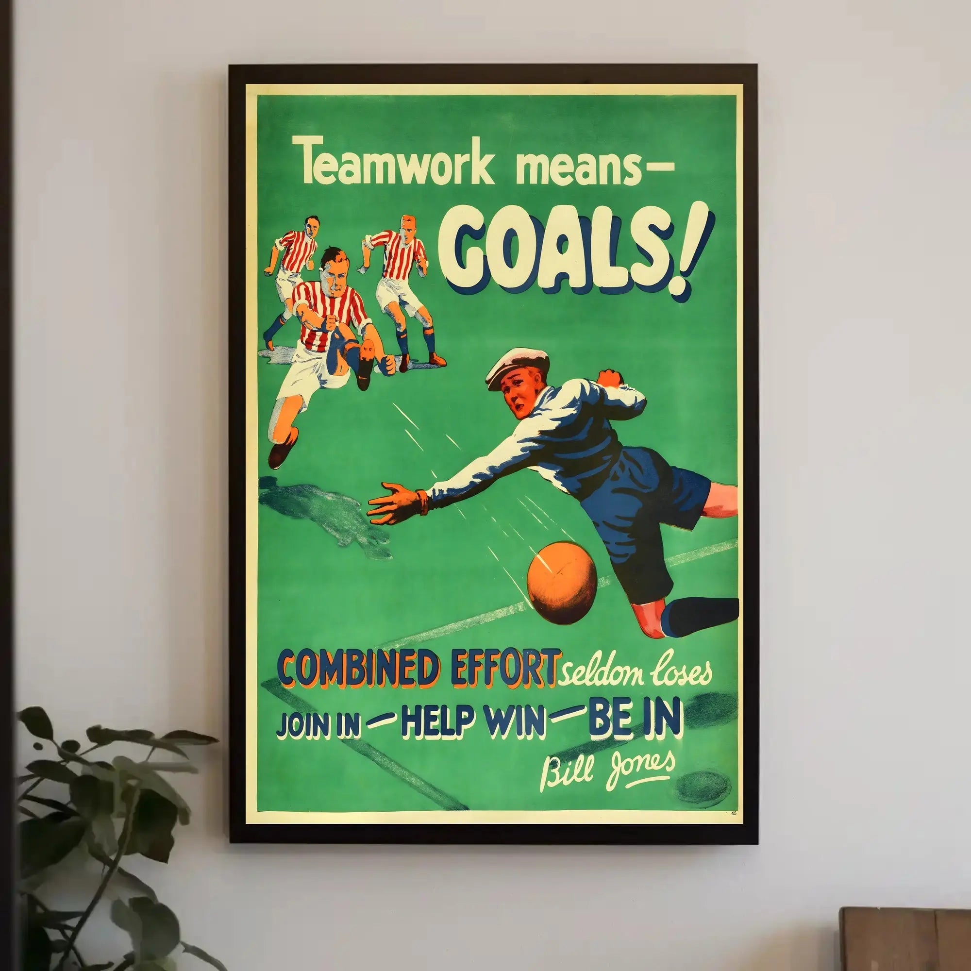 Vintage Teamwork Soccer Poster Inspires Success in Sports PosterGoat