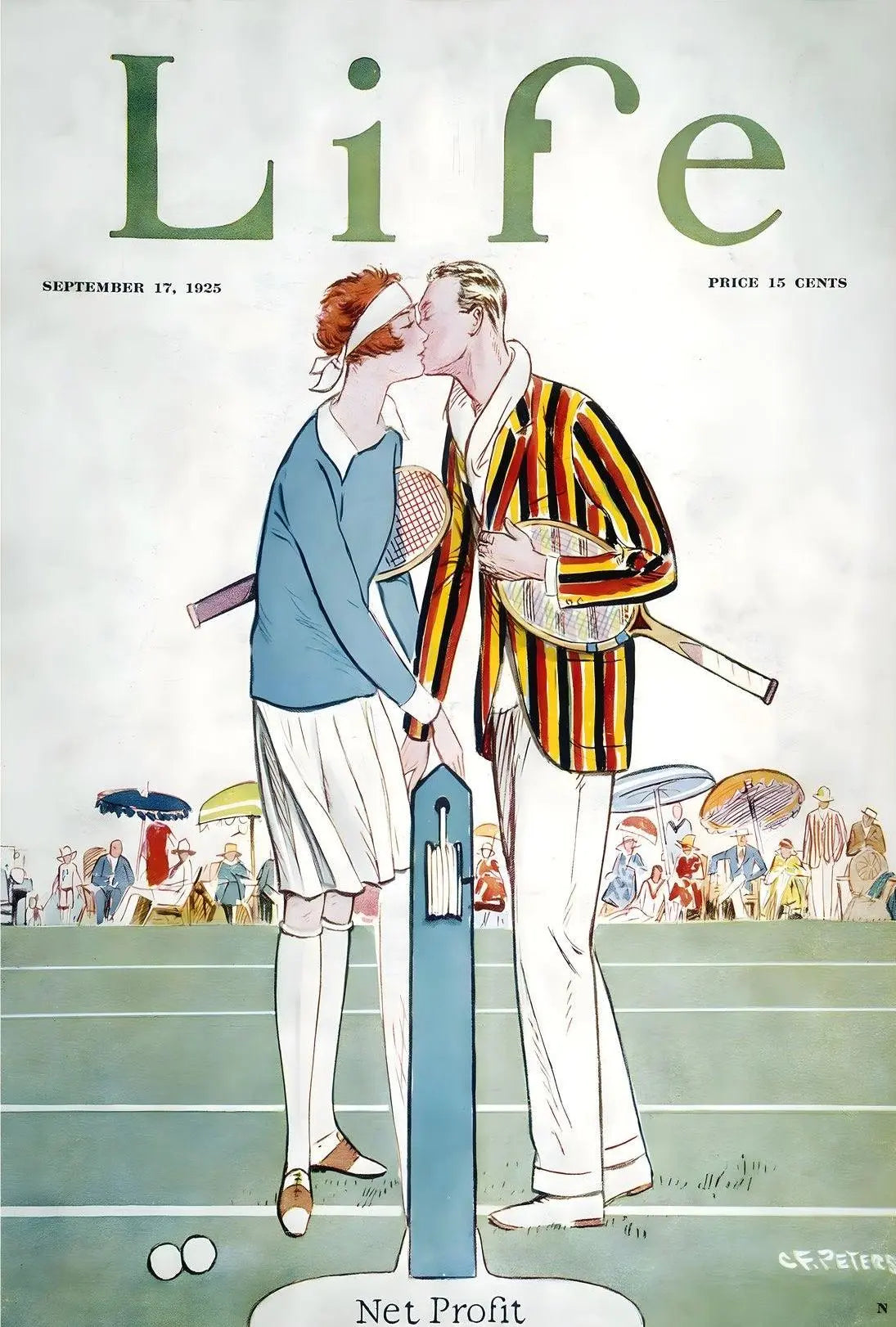 Vintage Tennis Romance on 1920s Court Sports Poster PosterGoat