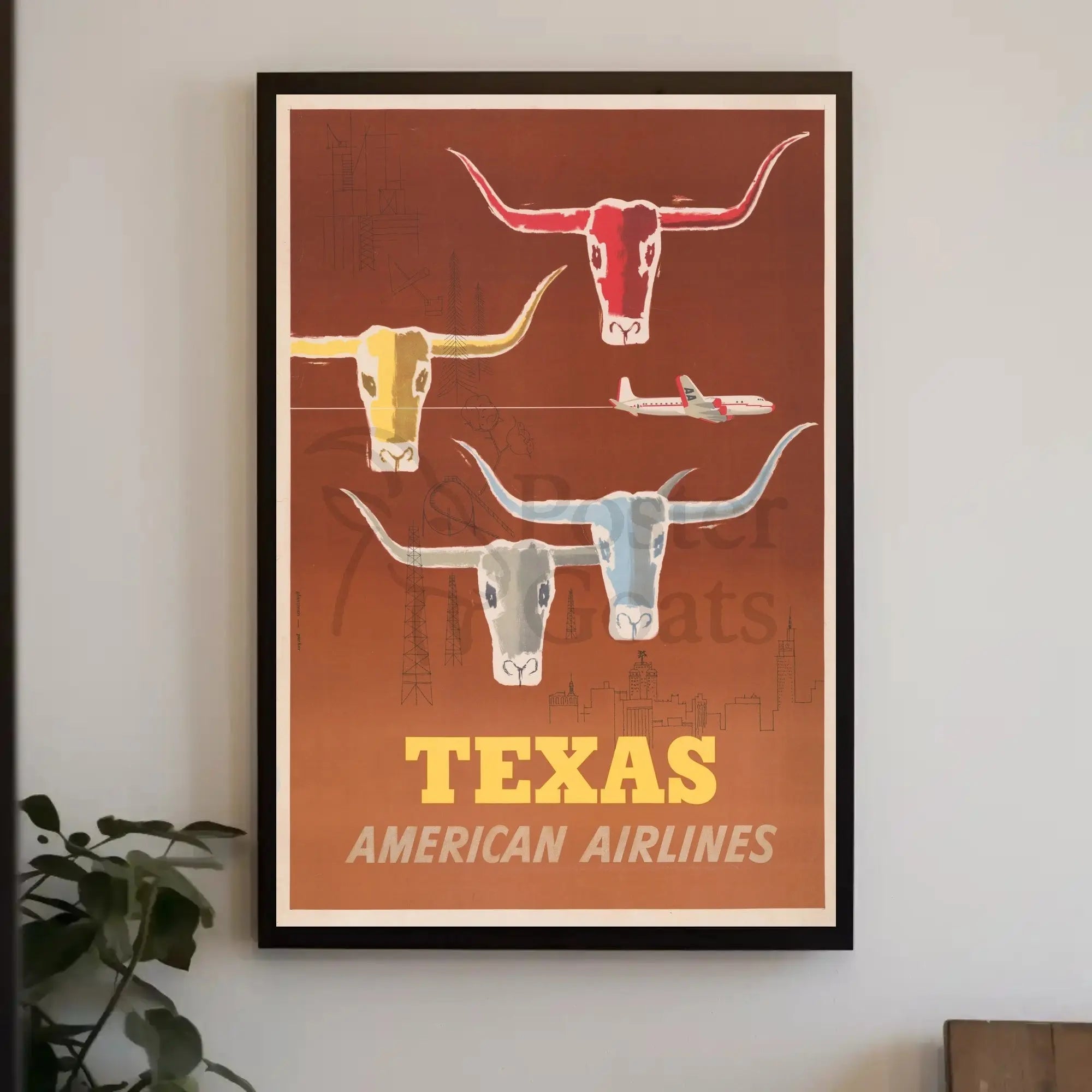 Vintage Texas Travel Poster with Mid-Century Design PosterGoat