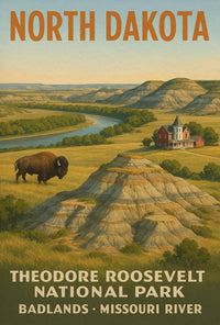 Vintage Theodore Roosevelt National Park Poster PosterGoat