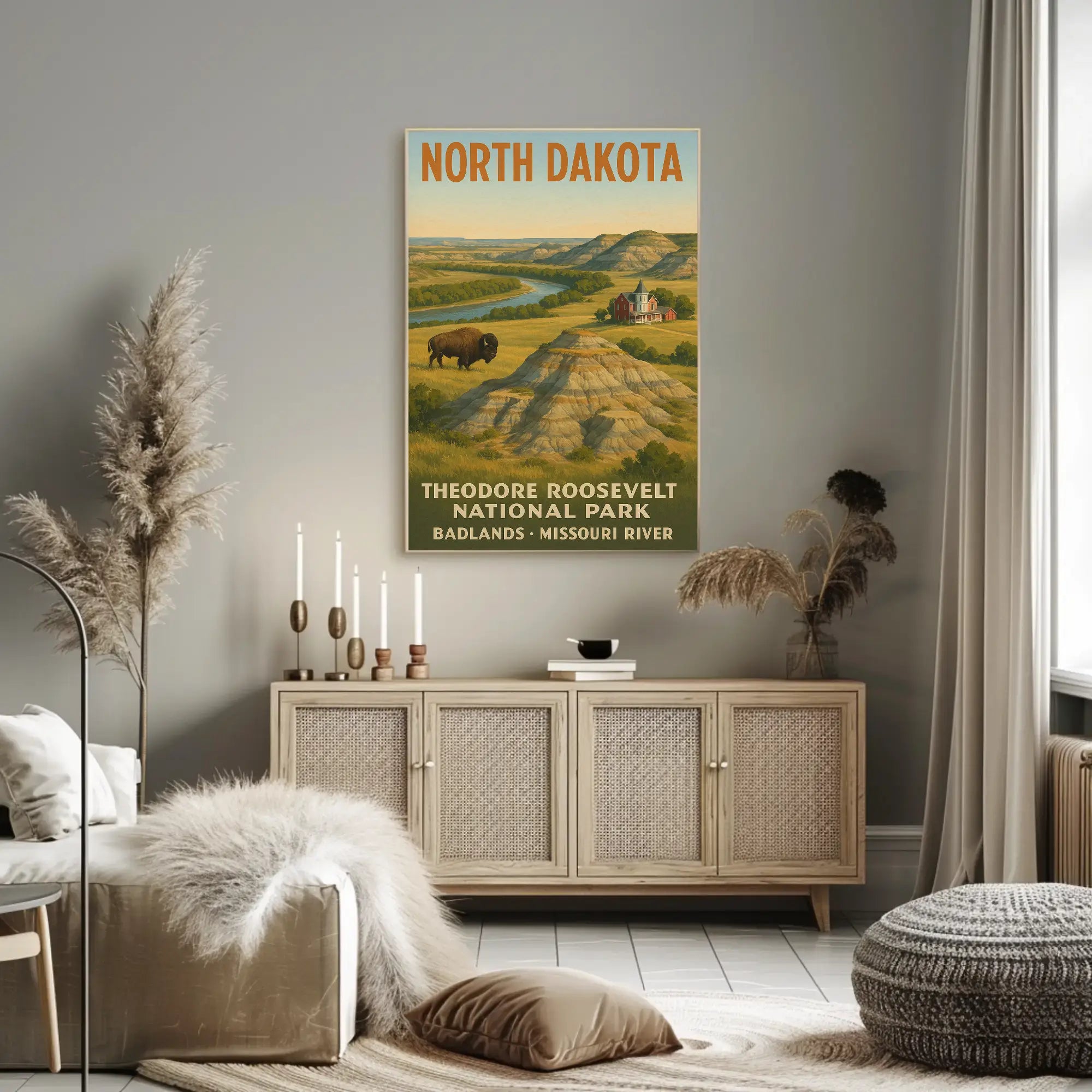 Vintage Theodore Roosevelt National Park Poster PosterGoat