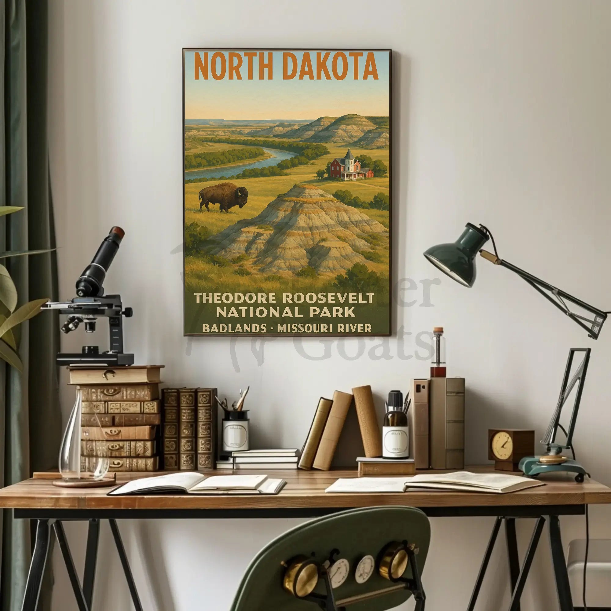 Vintage Theodore Roosevelt National Park Poster PosterGoat