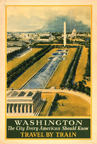Vintage Train Travel to Washington D.C. Travel Poster PosterGoat