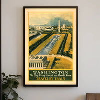 Vintage Train Travel to Washington D.C. Travel Poster PosterGoat