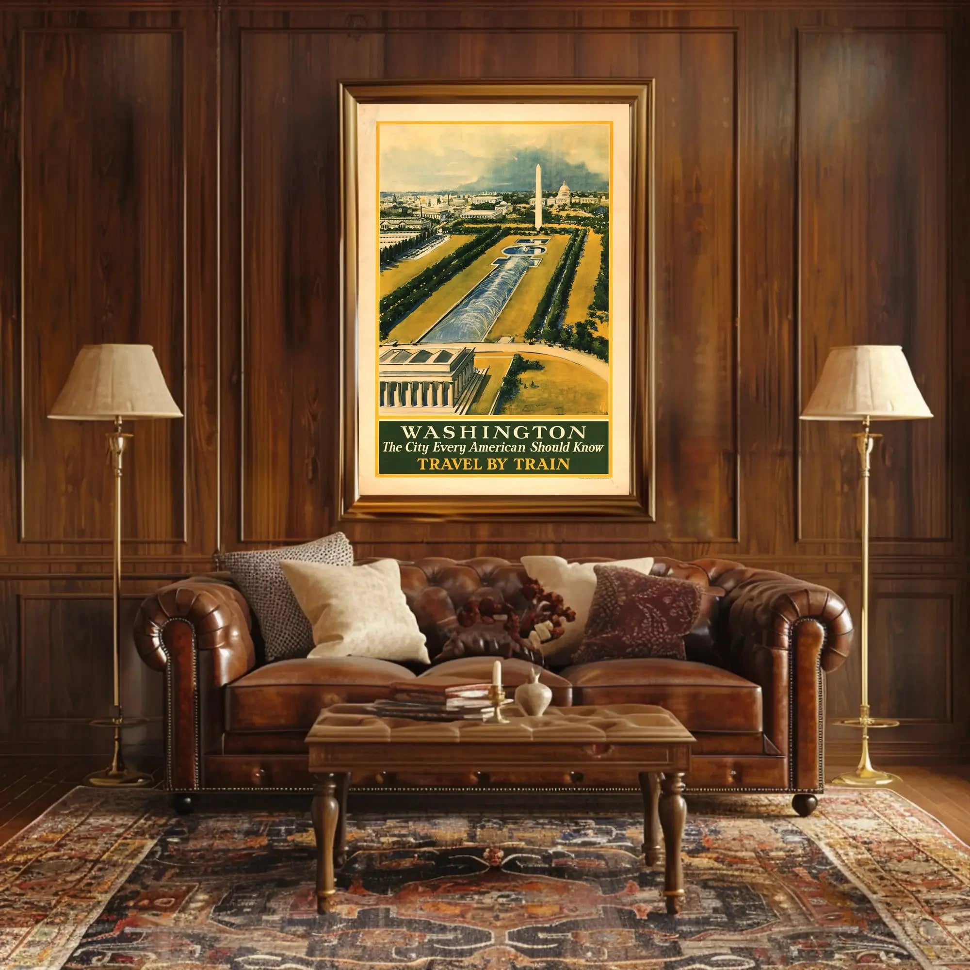 Vintage Train Travel to Washington D.C. Travel Poster PosterGoat