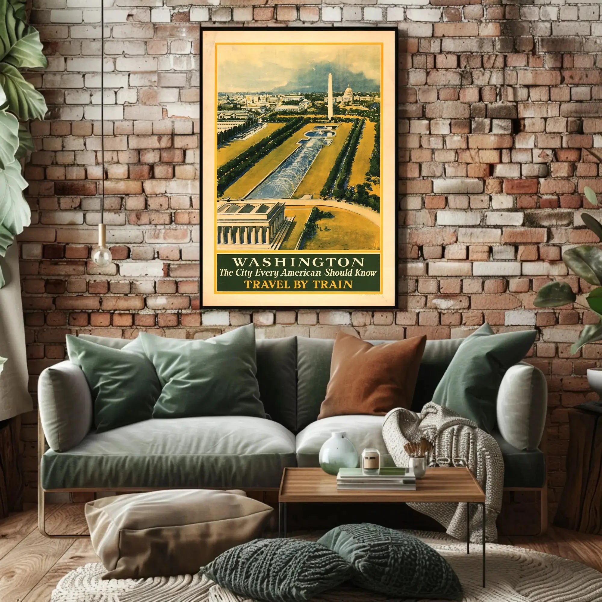 Vintage Train Travel to Washington D.C. Travel Poster PosterGoat