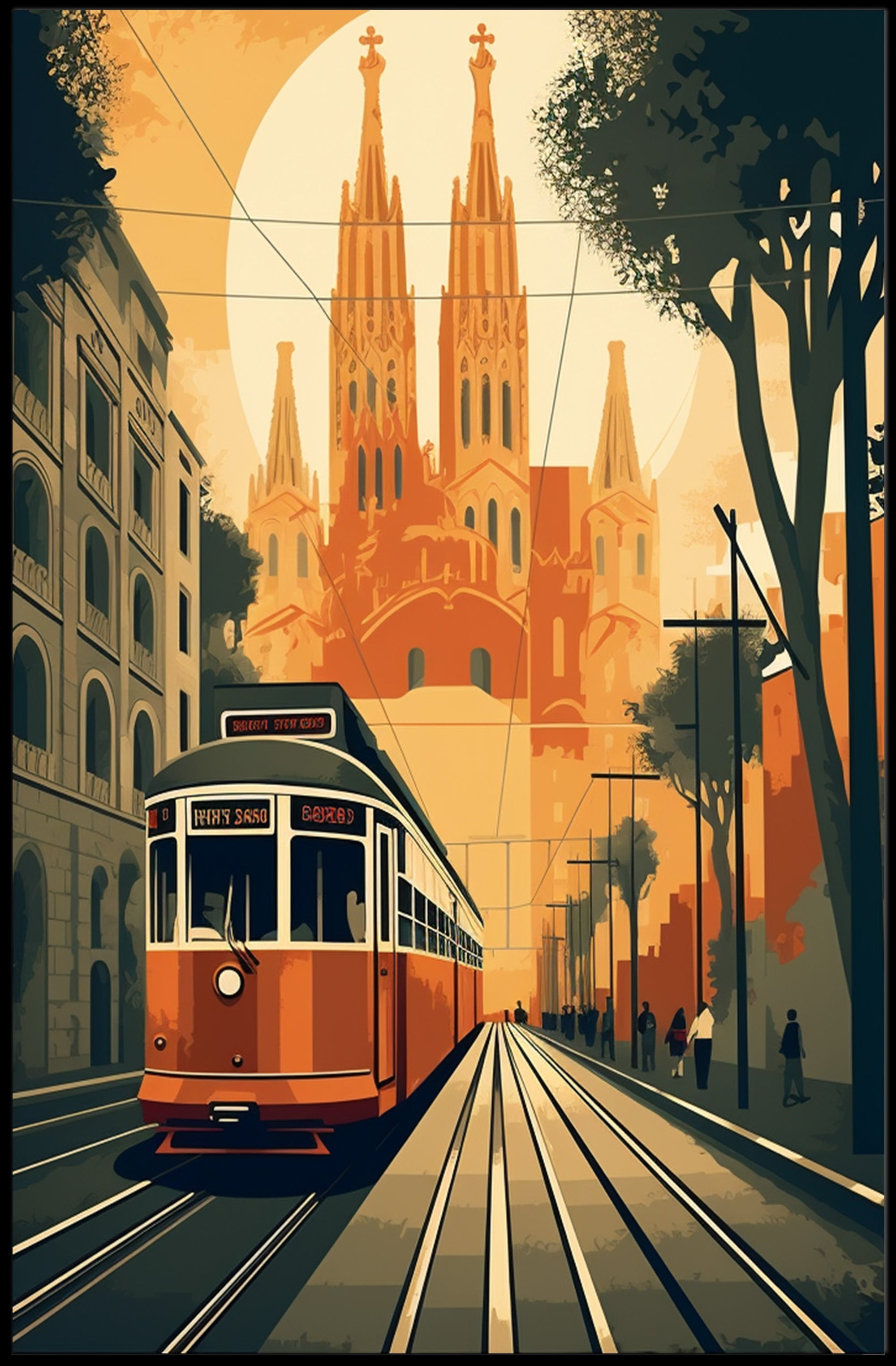 Vintage Tram Journey: European City Travel Poster PosterGoat