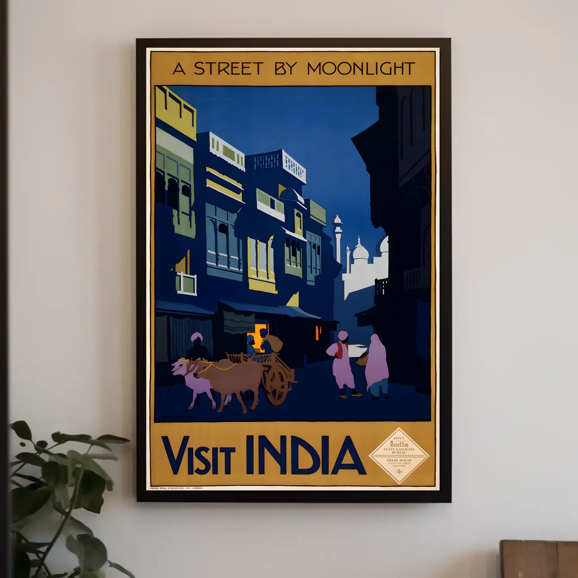 Vintage Travel Poster Visit India Under Moonlight PosterGoat