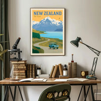Vintage Travel Poster: Mt. Cook New Zealand Adventure PosterGoat