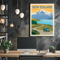 Vintage Travel Poster: Mt. Cook New Zealand Adventure PosterGoat