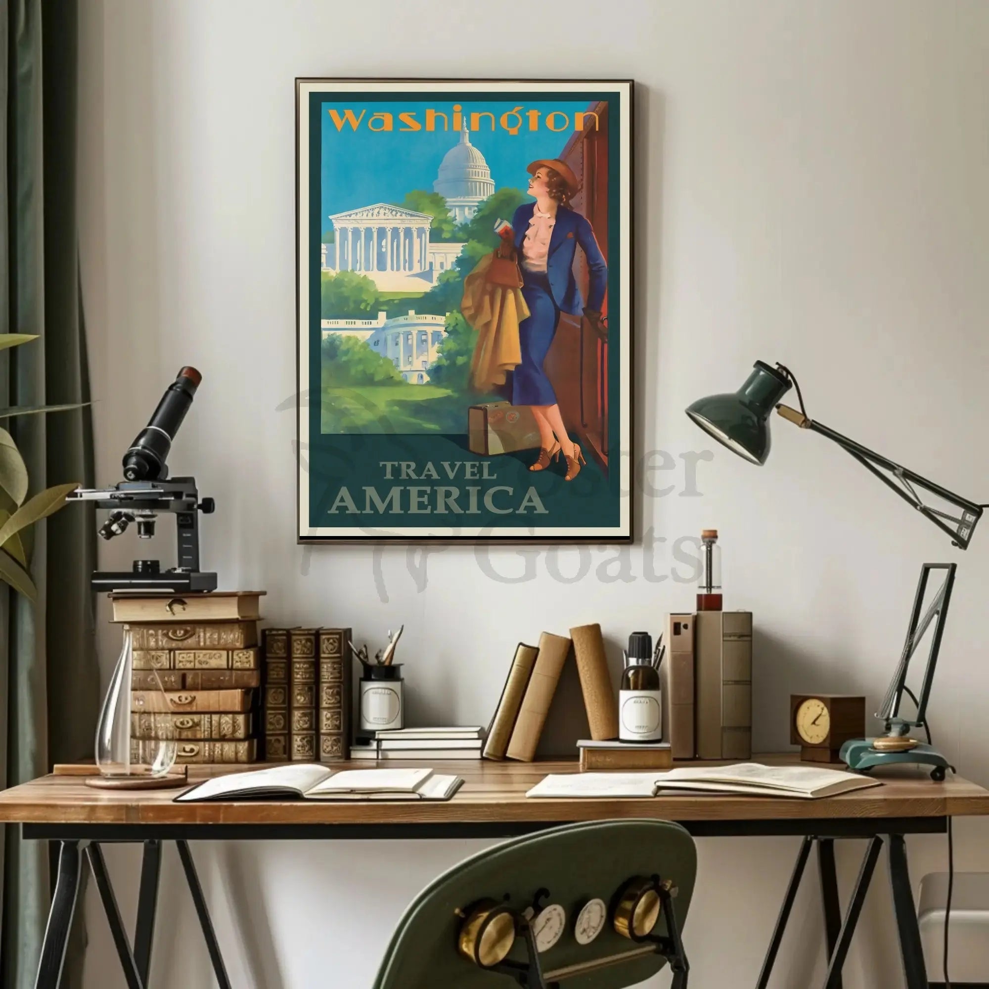 Vintage Washington D.C. Travel Adventure - Travel Poster PosterGoat