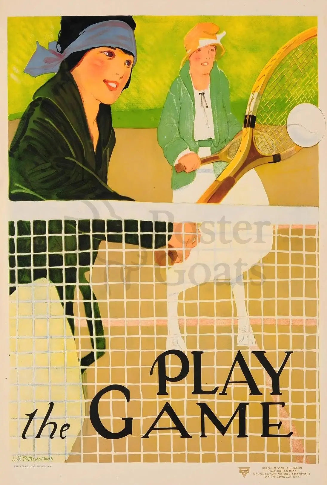 Vintage Women's Tennis Scene Encouragement Sports Poster PosterGoat