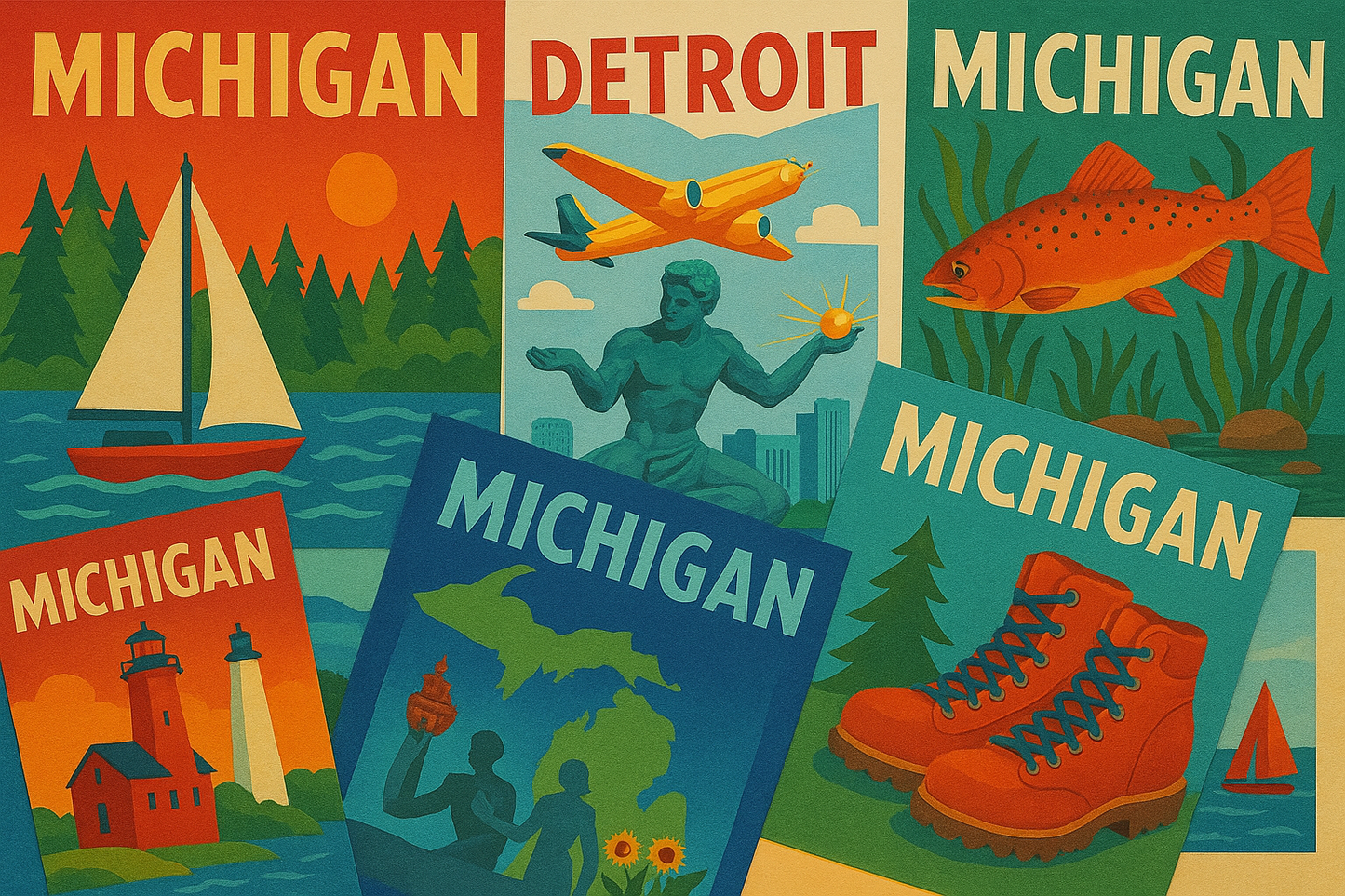 Michigan Travel Photos Wall Art Decor Bundle Collection Pack of 20
