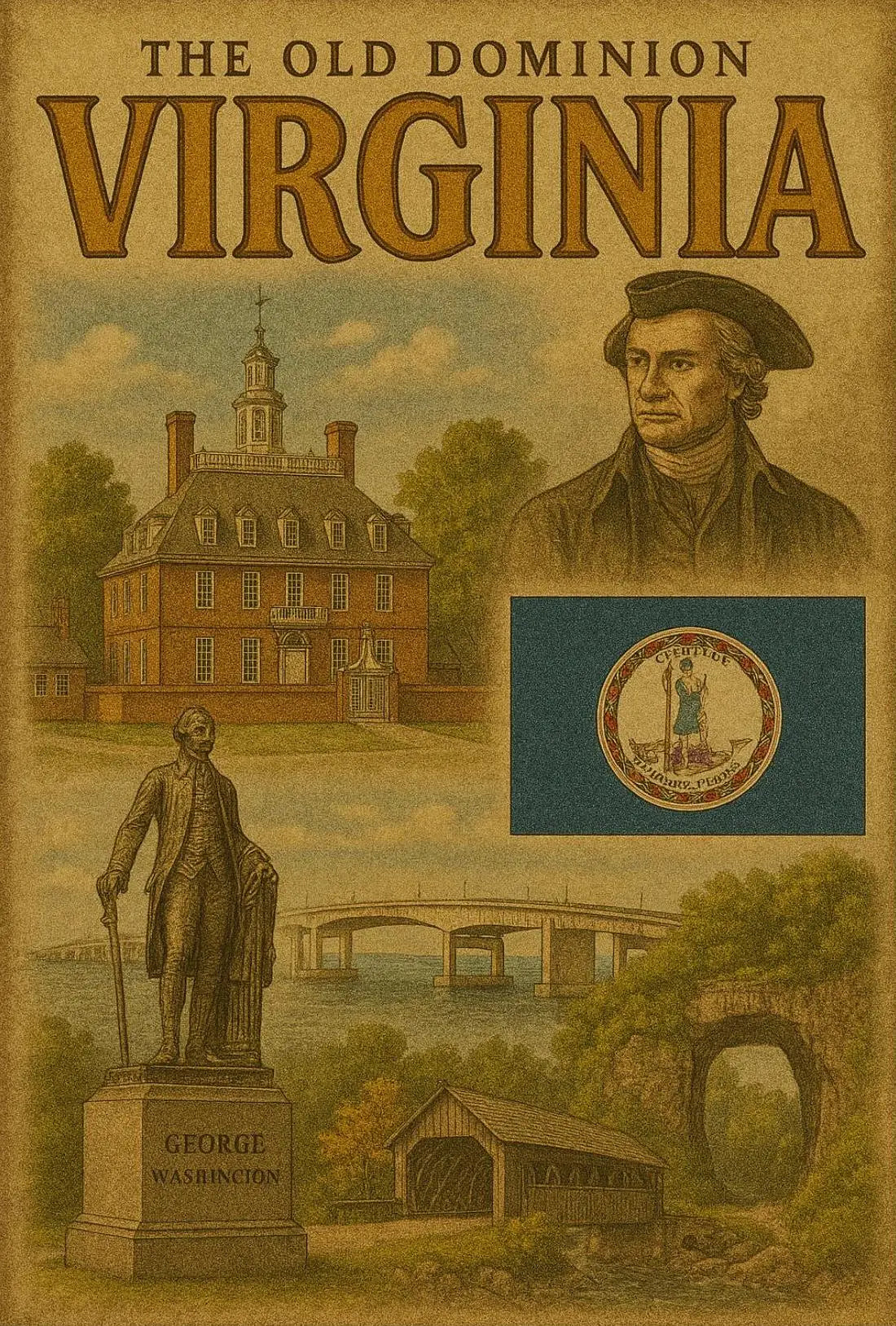 Virginia Old Dominion Vintage Historic Heritage Poster PosterGoat