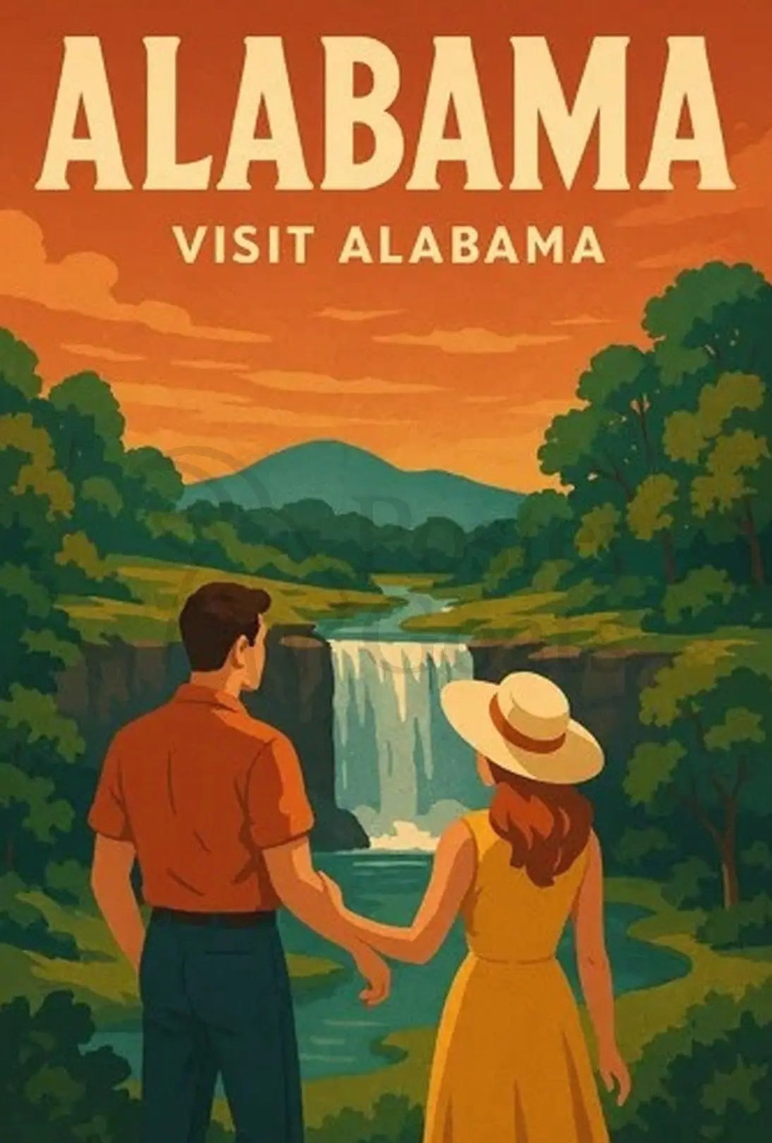 Visit Alabama Vintage Travel Poster PosterGoat