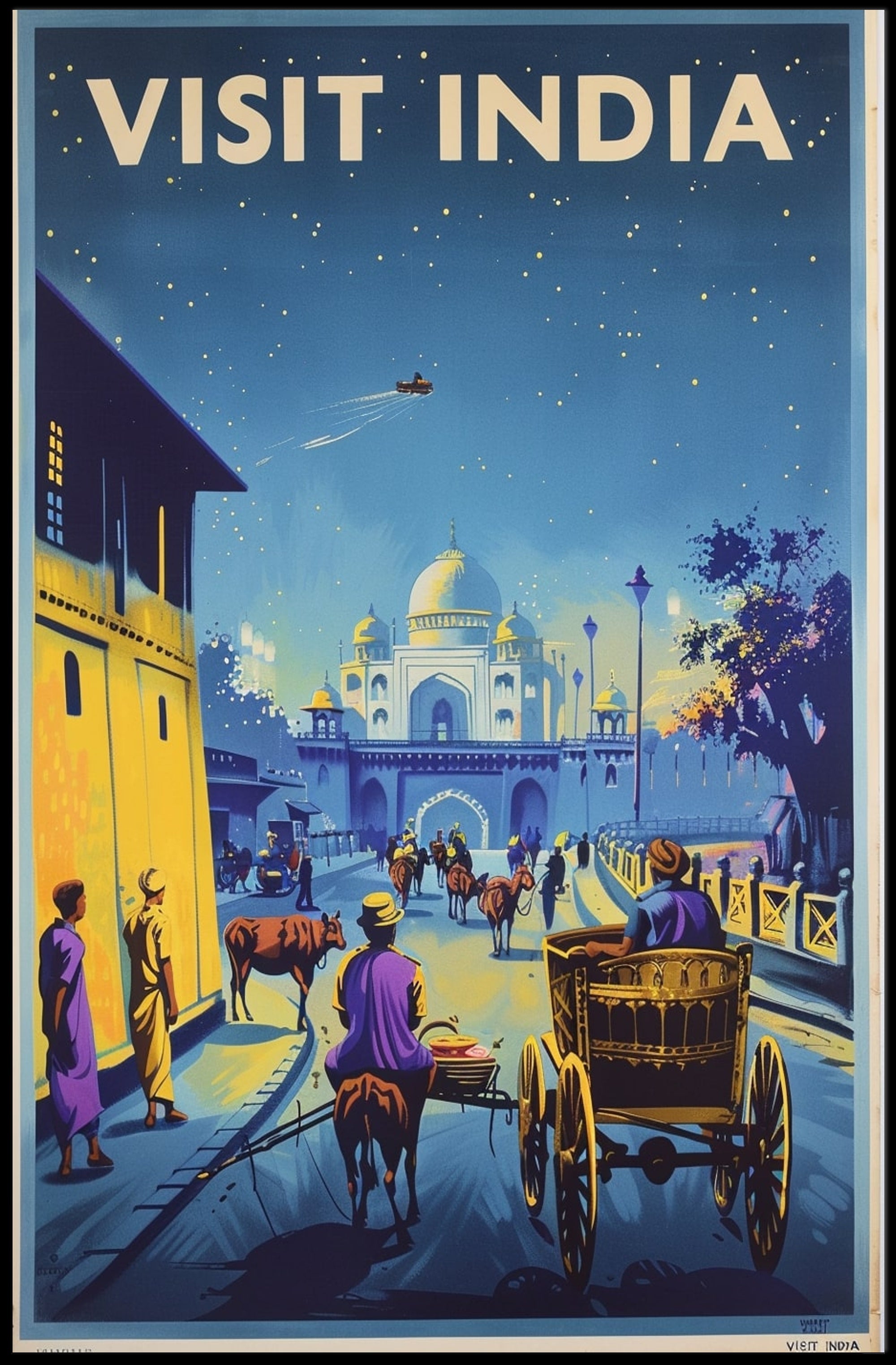 Visit India: Vintage Travel Art Deco Poster PosterGoat
