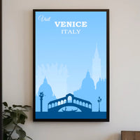 Visit Venice: Vintage Serene Blue Travel Poster PosterGoat