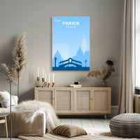 Visit Venice: Vintage Serene Blue Travel Poster PosterGoat