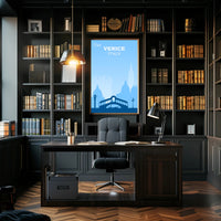 Visit Venice: Vintage Serene Blue Travel Poster PosterGoat