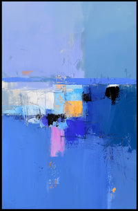 Vivid Blue Horizon Abstract Artistic Poster PosterGoat