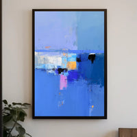 Vivid Blue Horizon Abstract Artistic Poster PosterGoat
