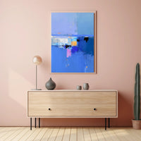 Vivid Blue Horizon Abstract Artistic Poster PosterGoat