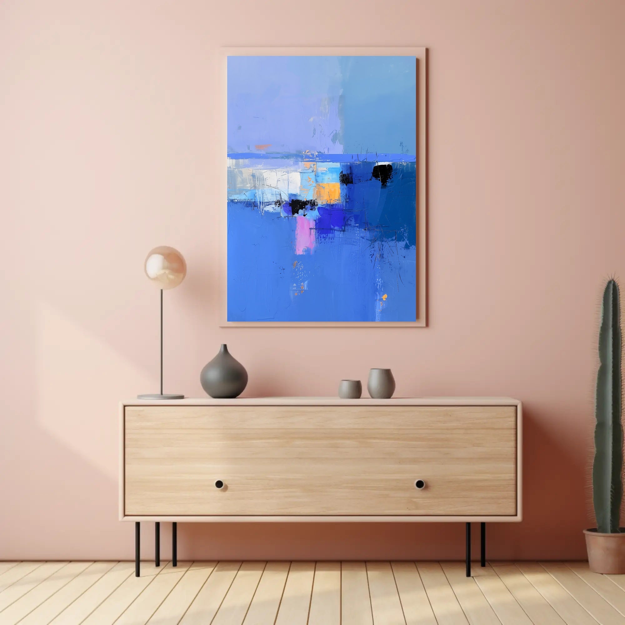 Vivid Blue Horizon Abstract Artistic Poster PosterGoat