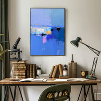 Vivid Blue Horizon Abstract Artistic Poster PosterGoat
