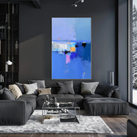 Vivid Blue Horizon Abstract Artistic Poster PosterGoat
