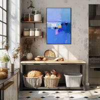 Vivid Blue Horizon Abstract Artistic Poster PosterGoat