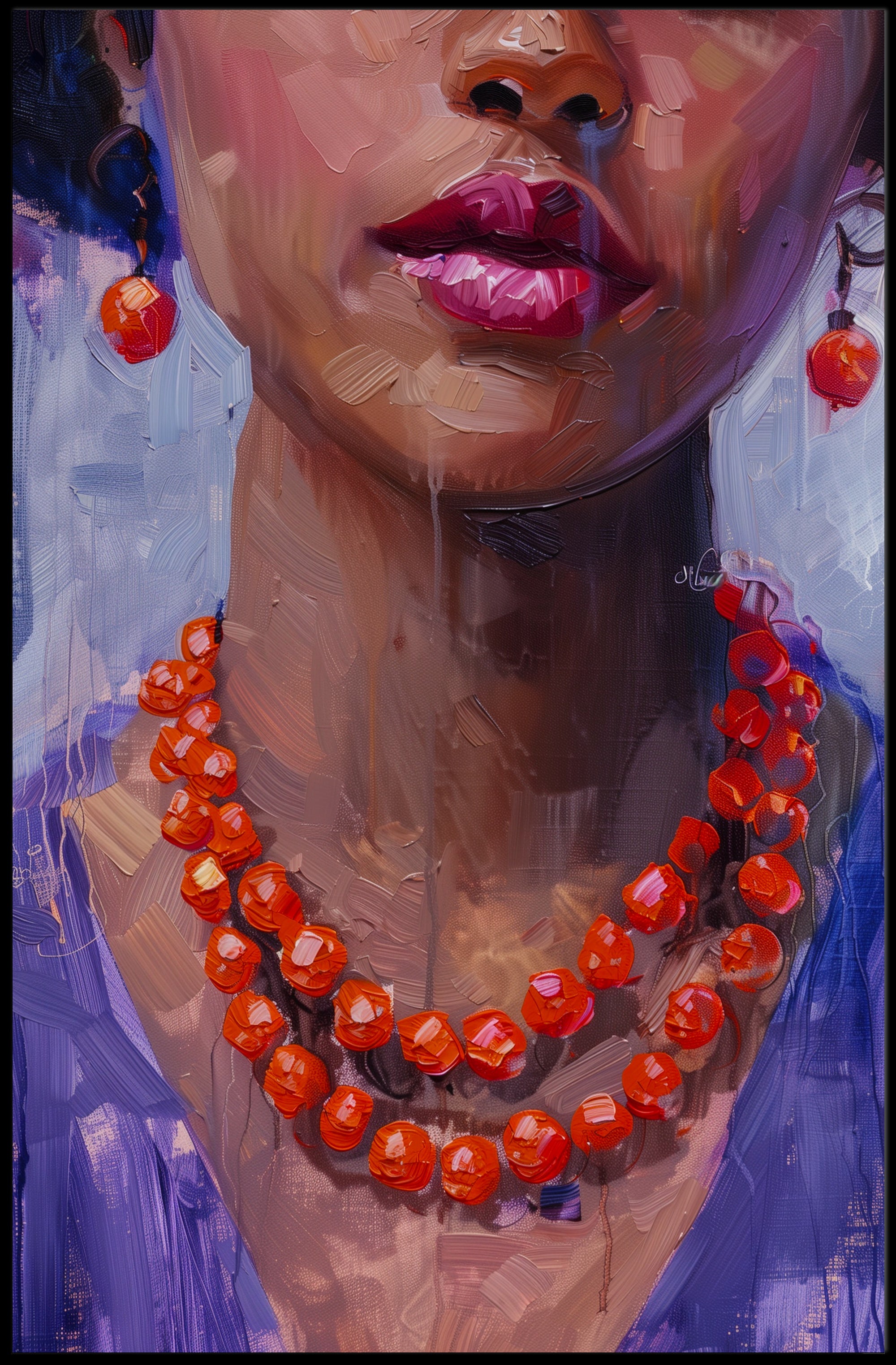 Vivid Impressionistic Portrait of Woman's Face in Artistic Poster PosterGoat