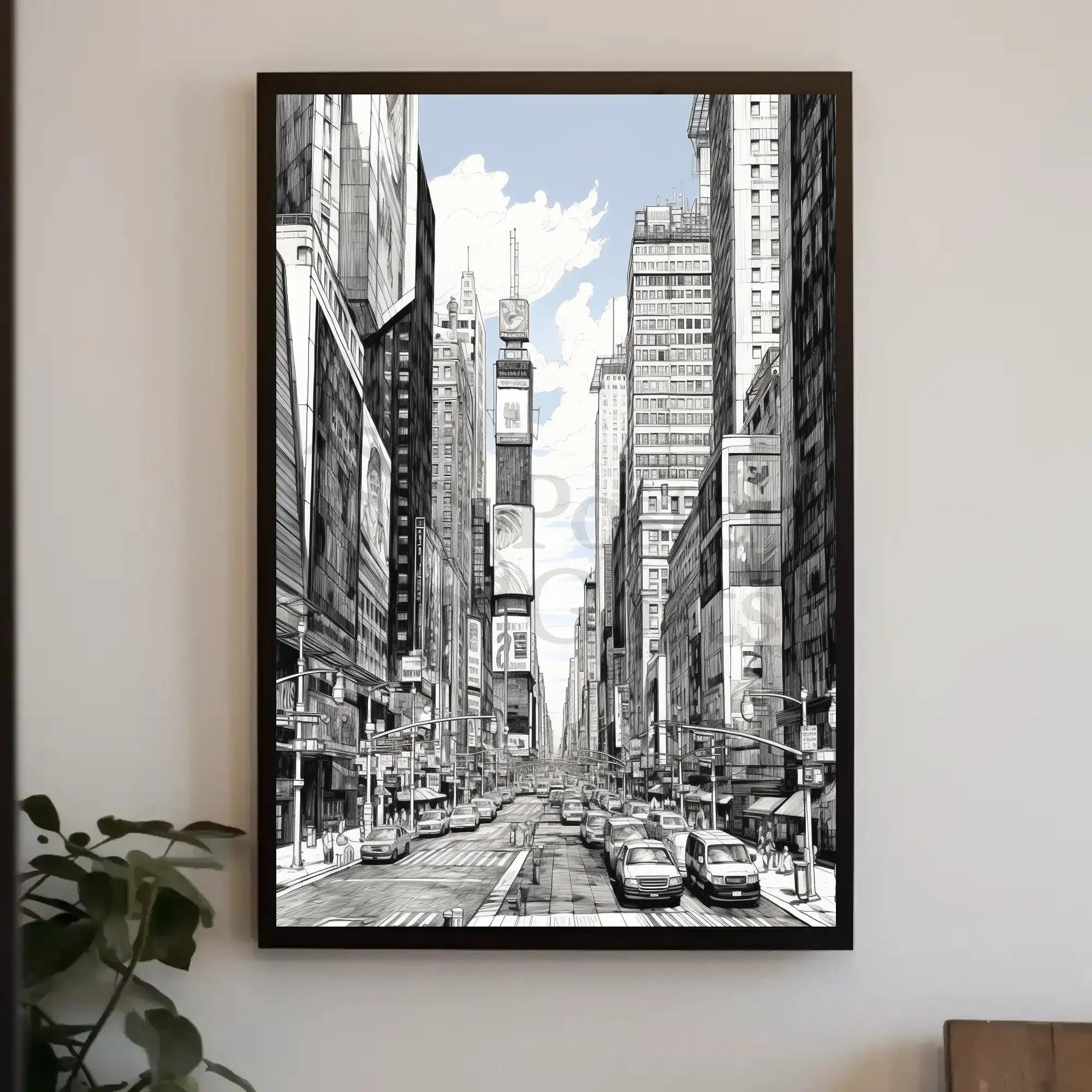 Vivid Urban Scene Sketch New York Artistic or Pop Culture Poster PosterGoat