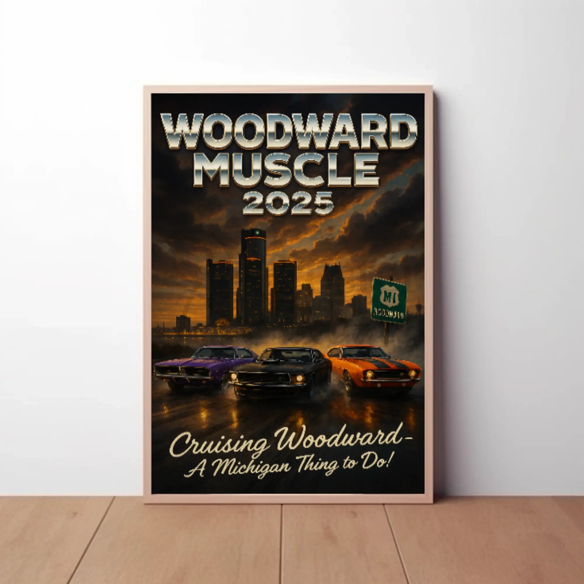 WOODWARD MUSCLE 2025 Heritage Car Culture Poster PosterGoat