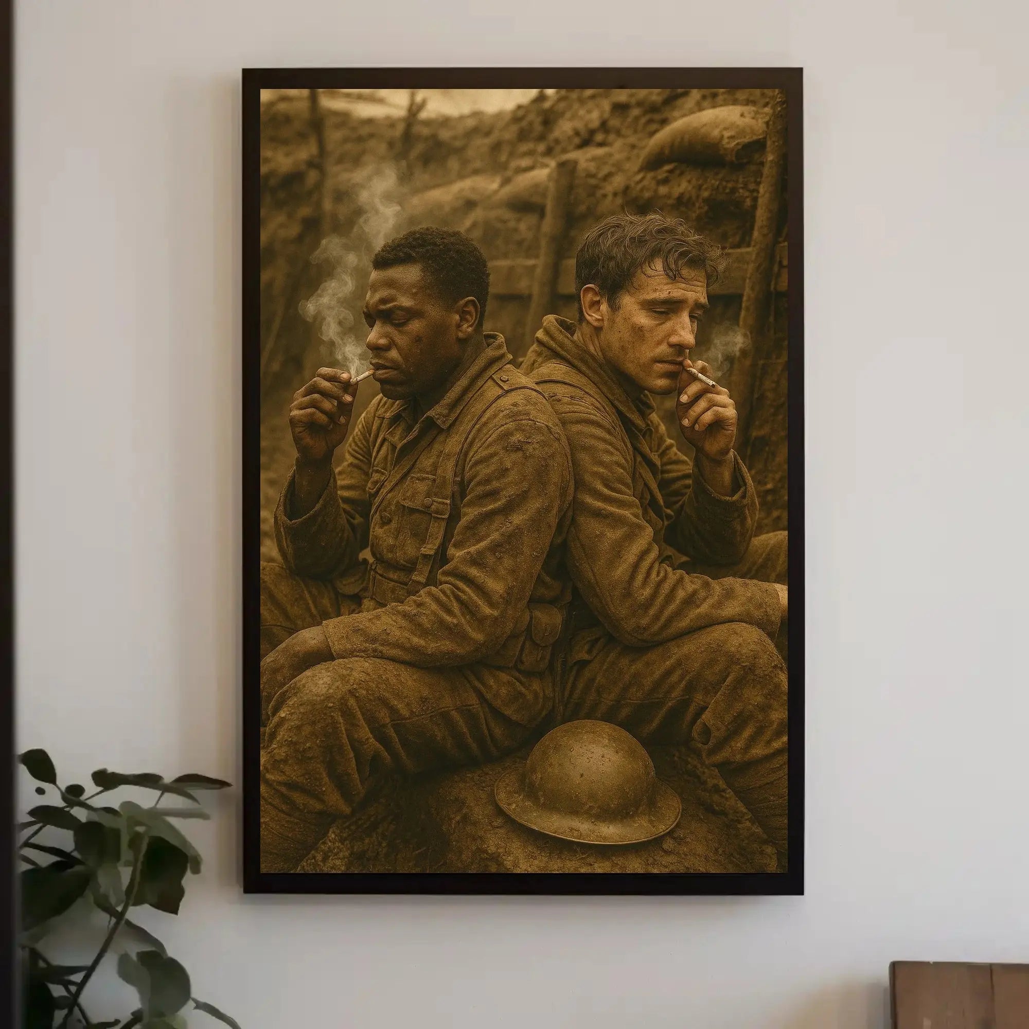 WWI Soldiers Resting Trench Scene Historical Poster PosterGoat