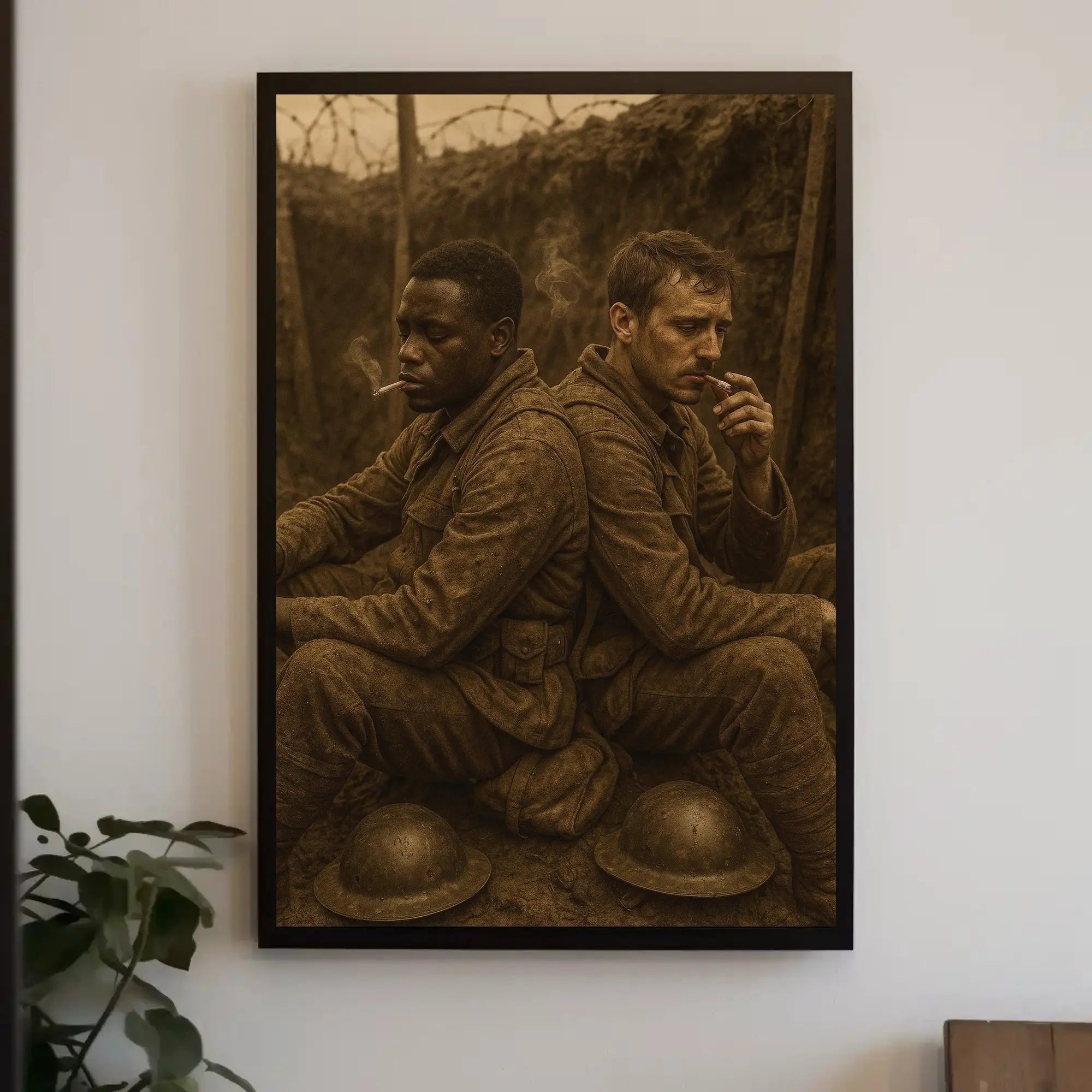 WWI Soldiers in Trench Photographic Military Poster PosterGoat