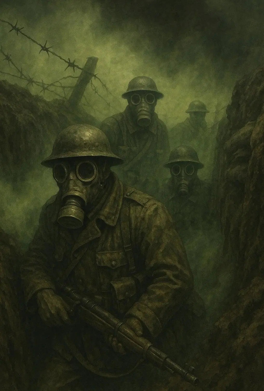 WWI Soldiers in Trench Warfare Historical Poster PosterGoat