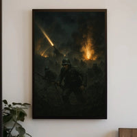 WWII Battlefield Chaos Realistic Wartime Poster PosterGoat