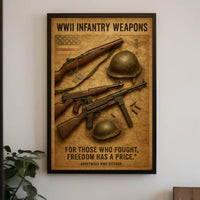 WWII Infantry Weapons Themed Historical Poster PosterGoat