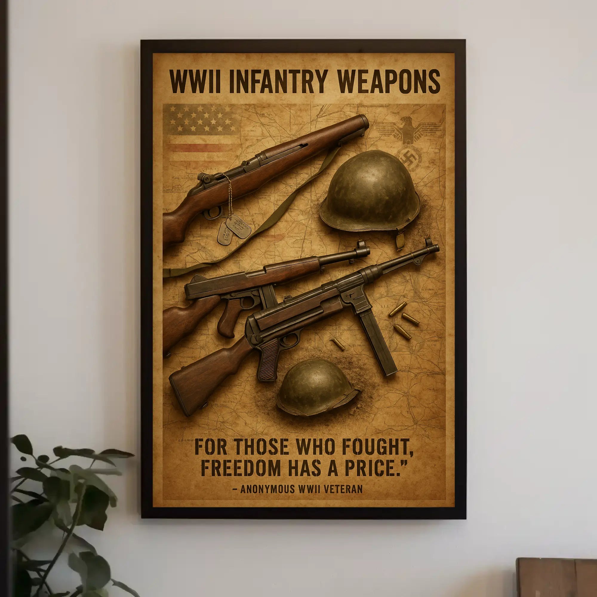 WWII Infantry Weapons Themed Historical Poster PosterGoat