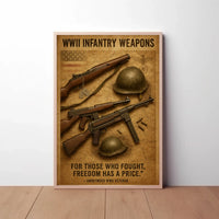 WWII Infantry Weapons Themed Historical Poster PosterGoat
