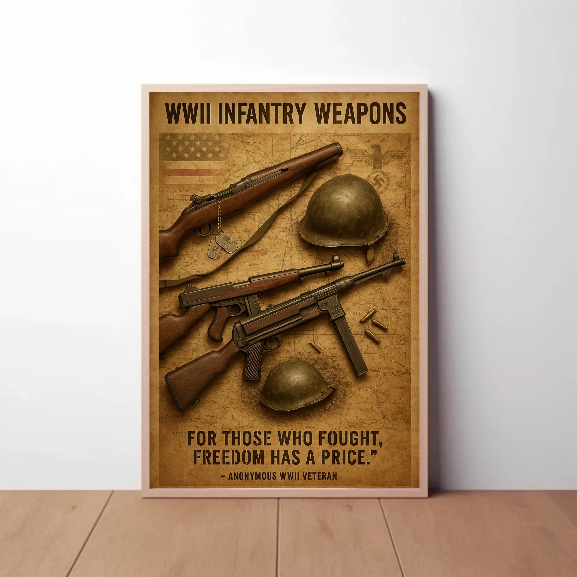 WWII Infantry Weapons Themed Historical Poster PosterGoat